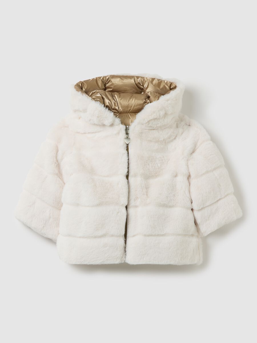 Regular fit golden padded jacket for baby girls_1
