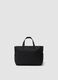 Black handbag with external pockets and double handles_1