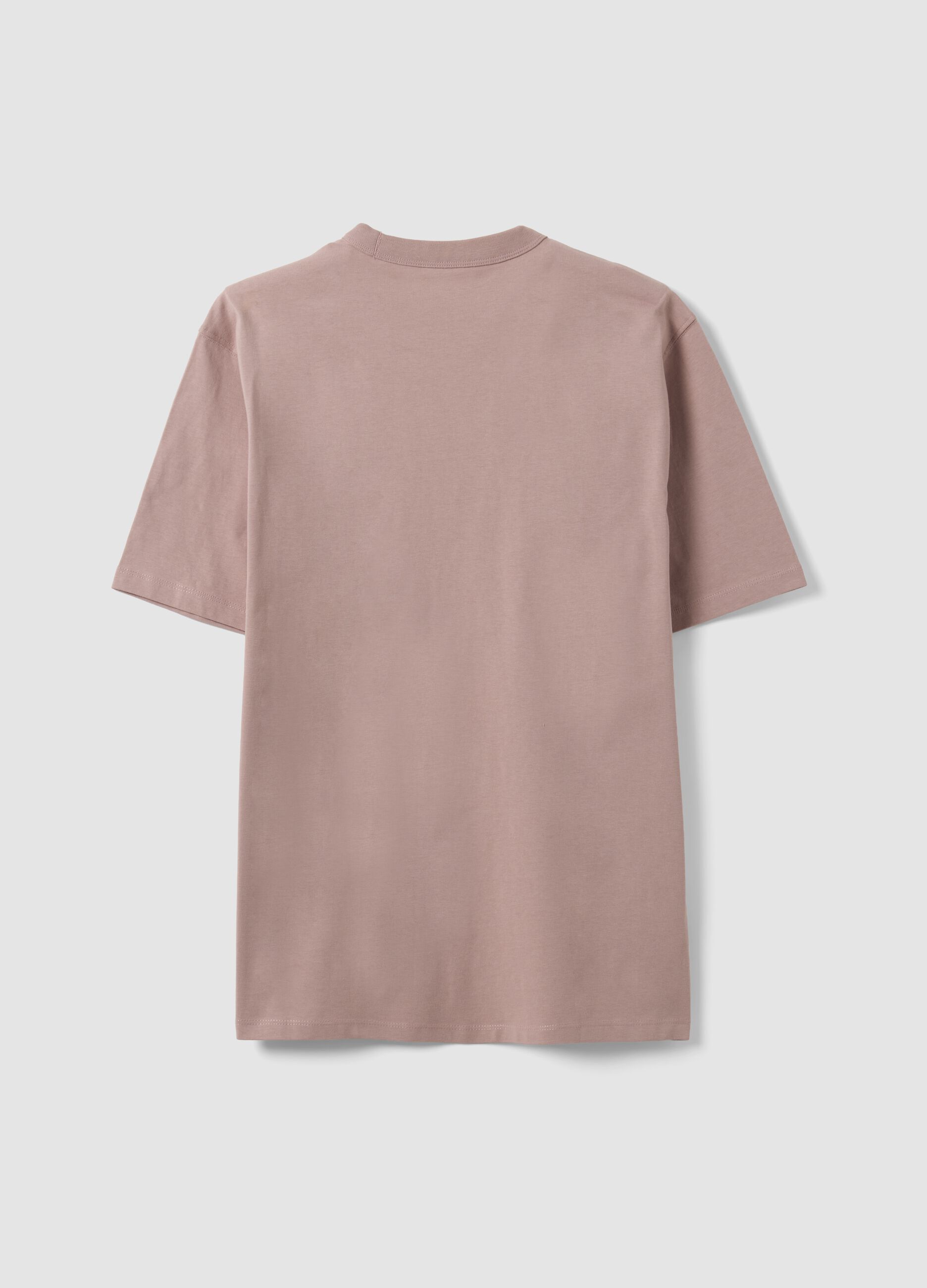 Pink pure cotton crew-neck T-shirt, relaxed fit
