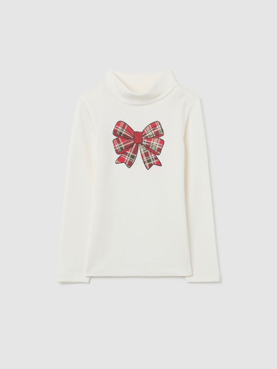 Maglia natalizia da bambina in puro cotone bianca regular fit_0