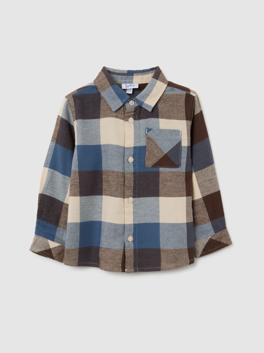 Camicia in flanella da bimbo in puro cotone multicolor regular fit_0