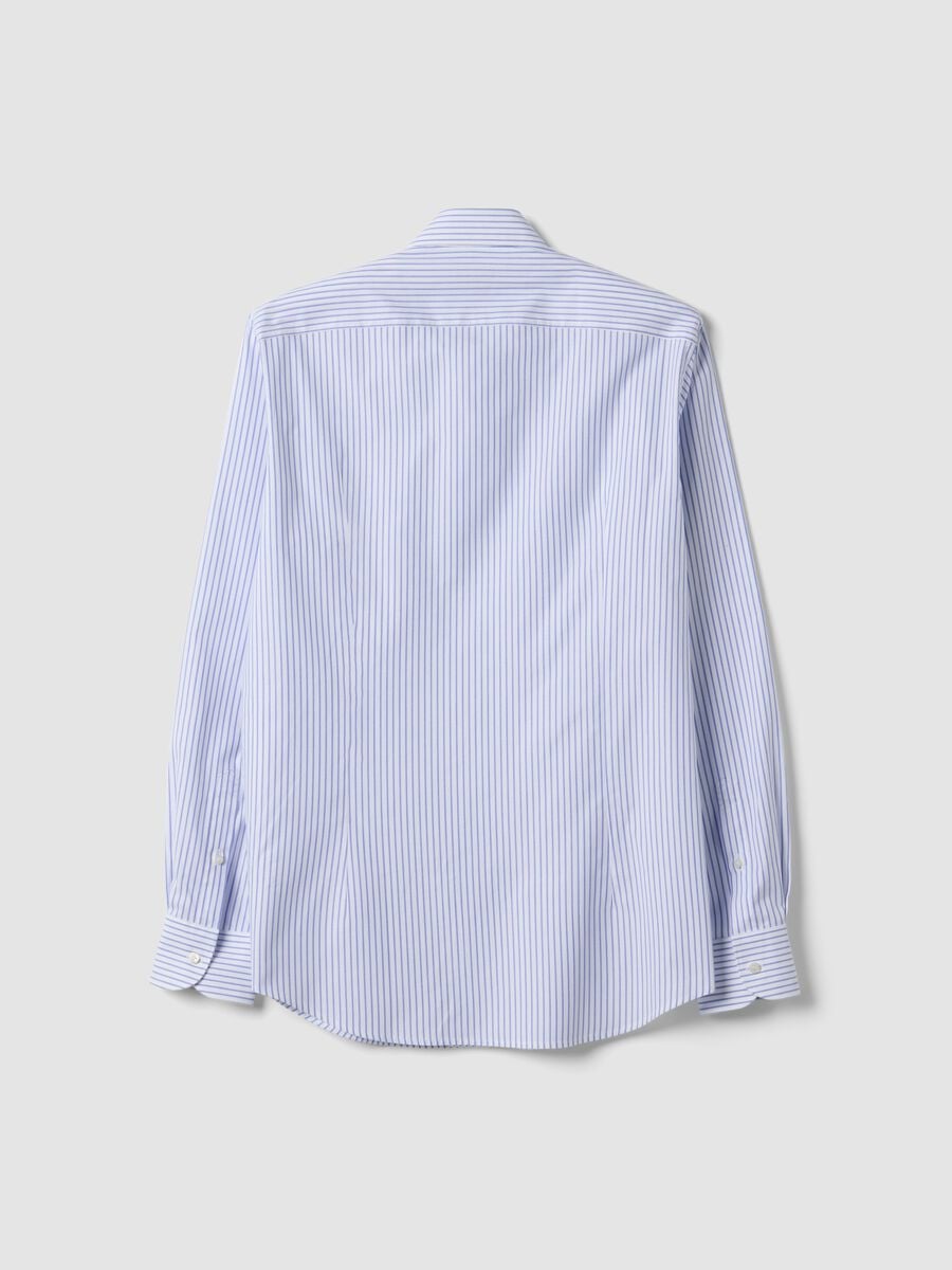 Camicia bianca e azzurra in puro cotone a righe slim fit_2
