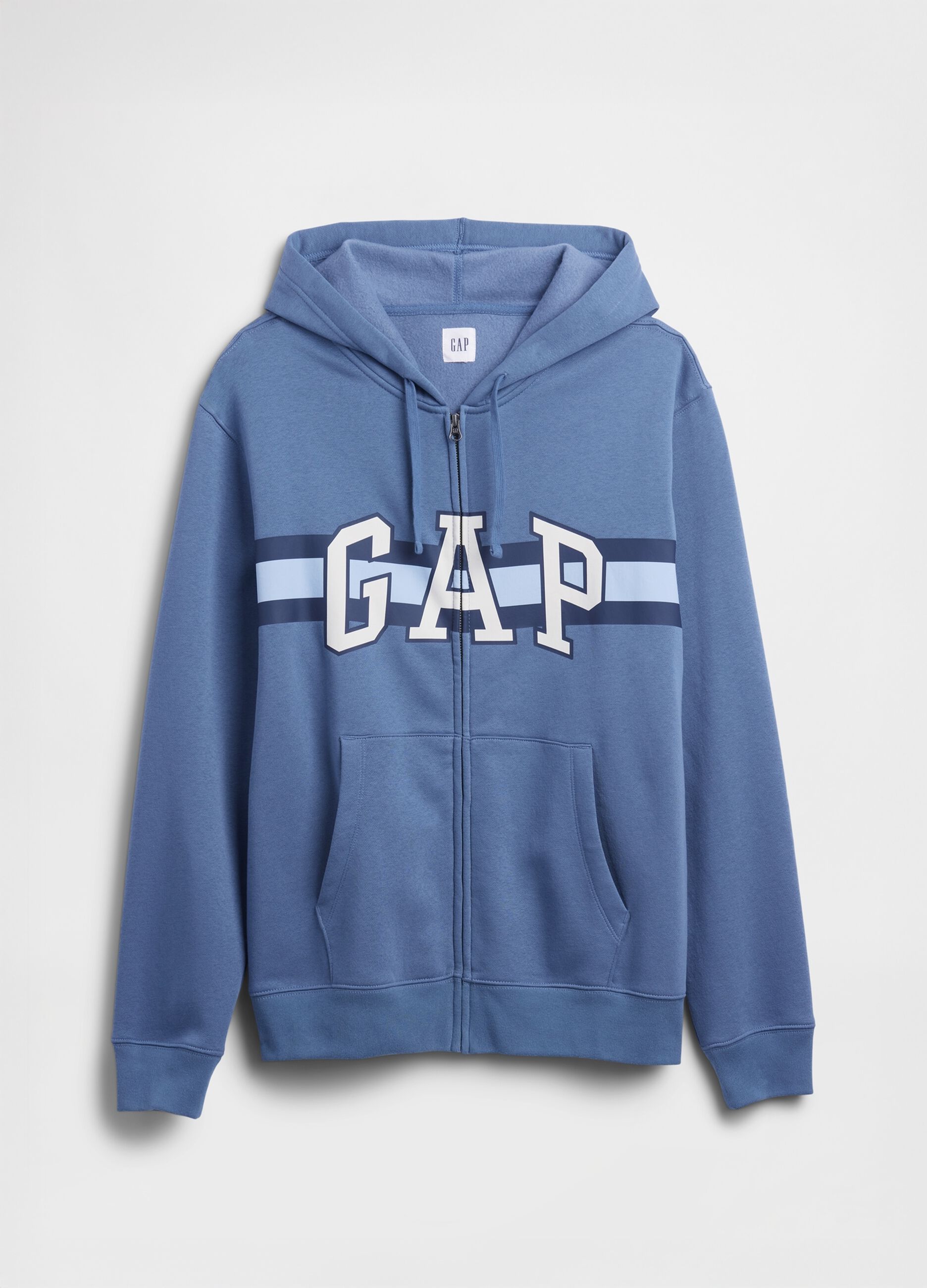 Felpa blu con chiusura a zip intera