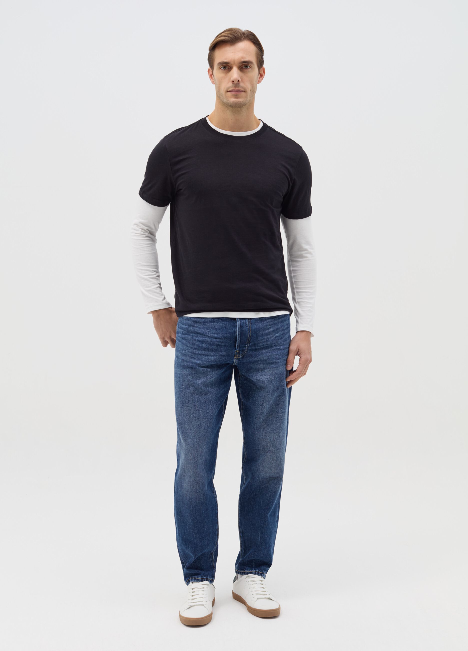 Regular blue tapered-fit jeans