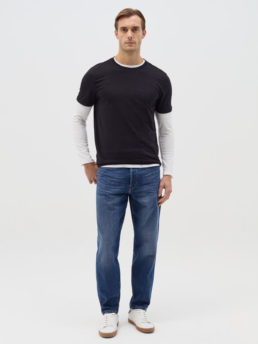Regular blue tapered-fit jeans_0