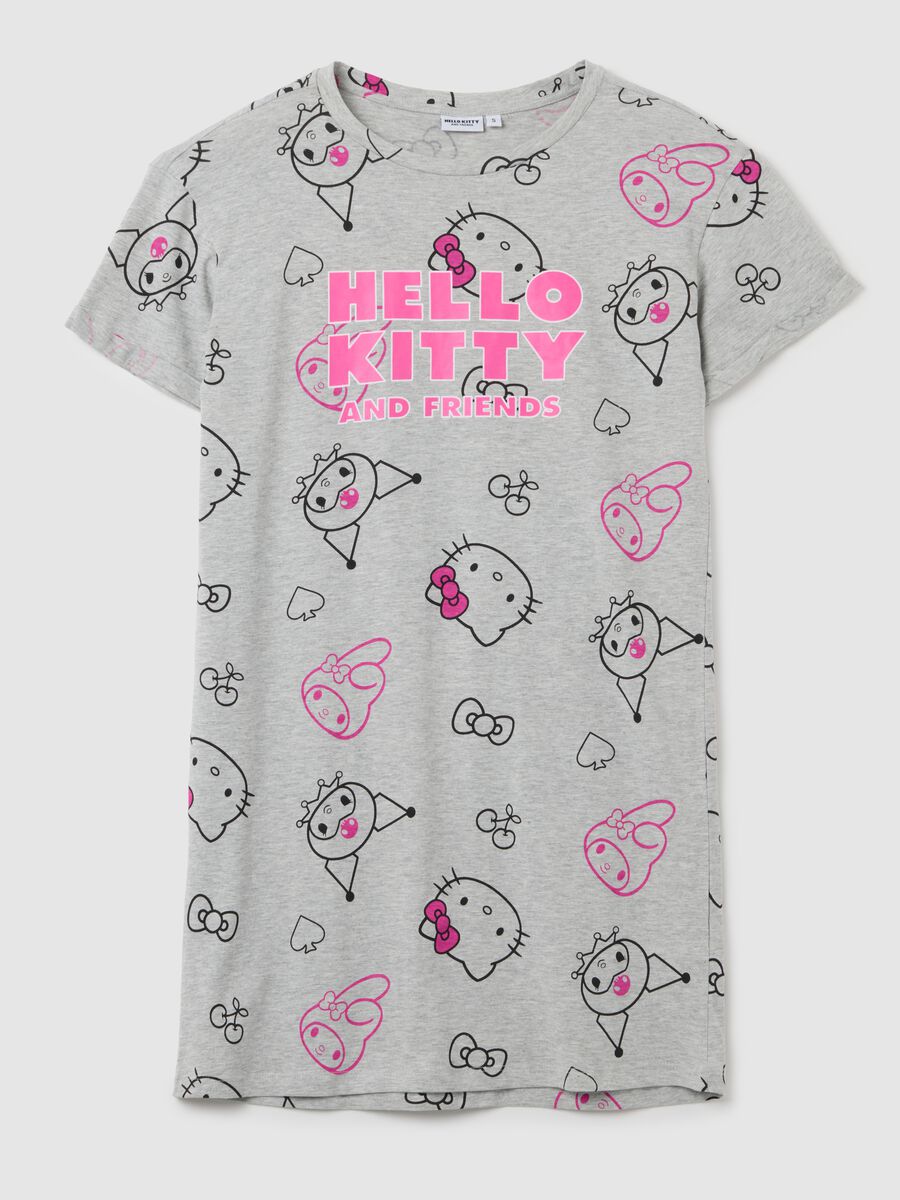 Women's grey cotton blend t-shirt regular fit with Hello Kitty print_0