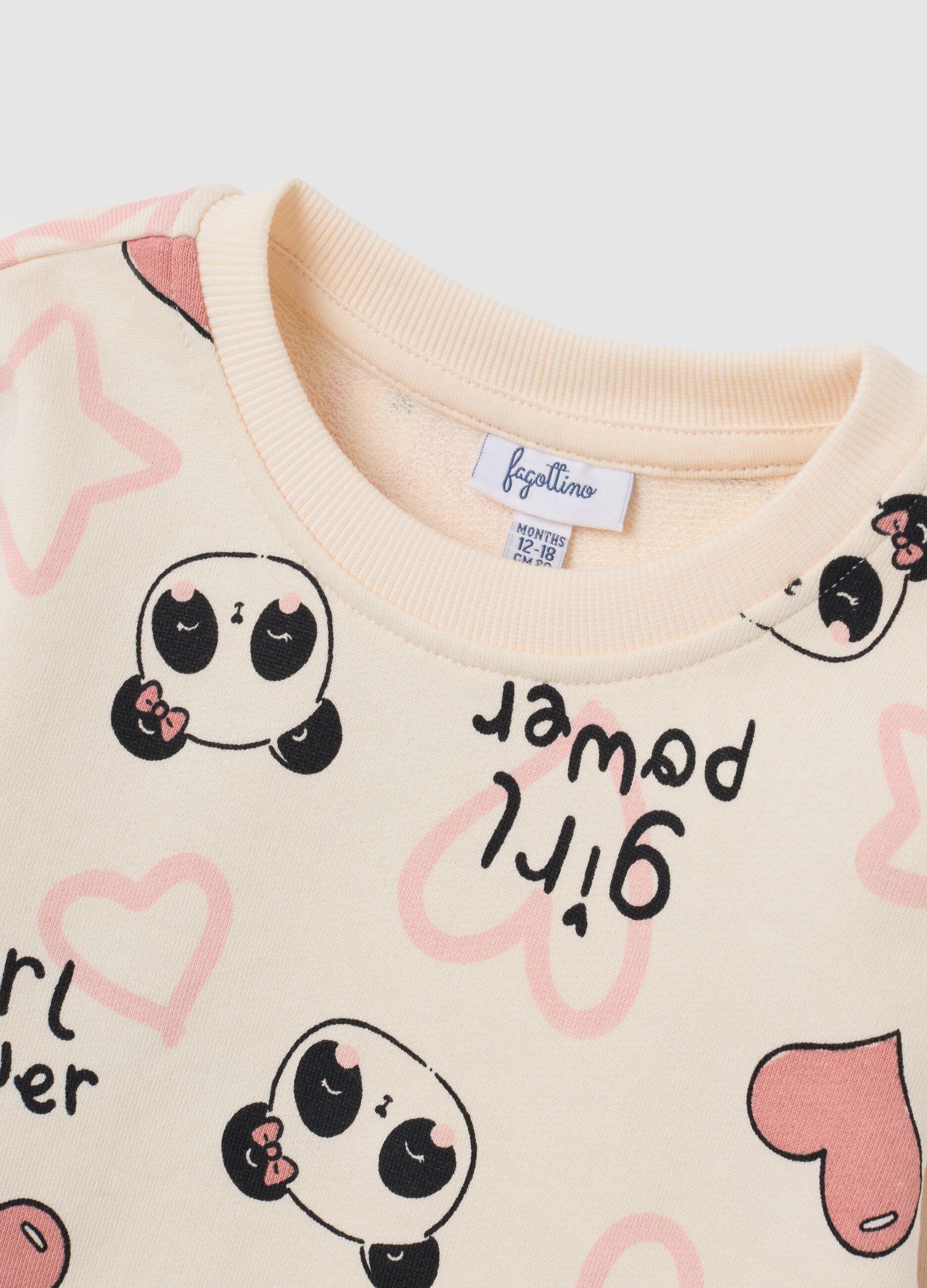 Regular fit beige pure cotton girls' sweatshirt with print