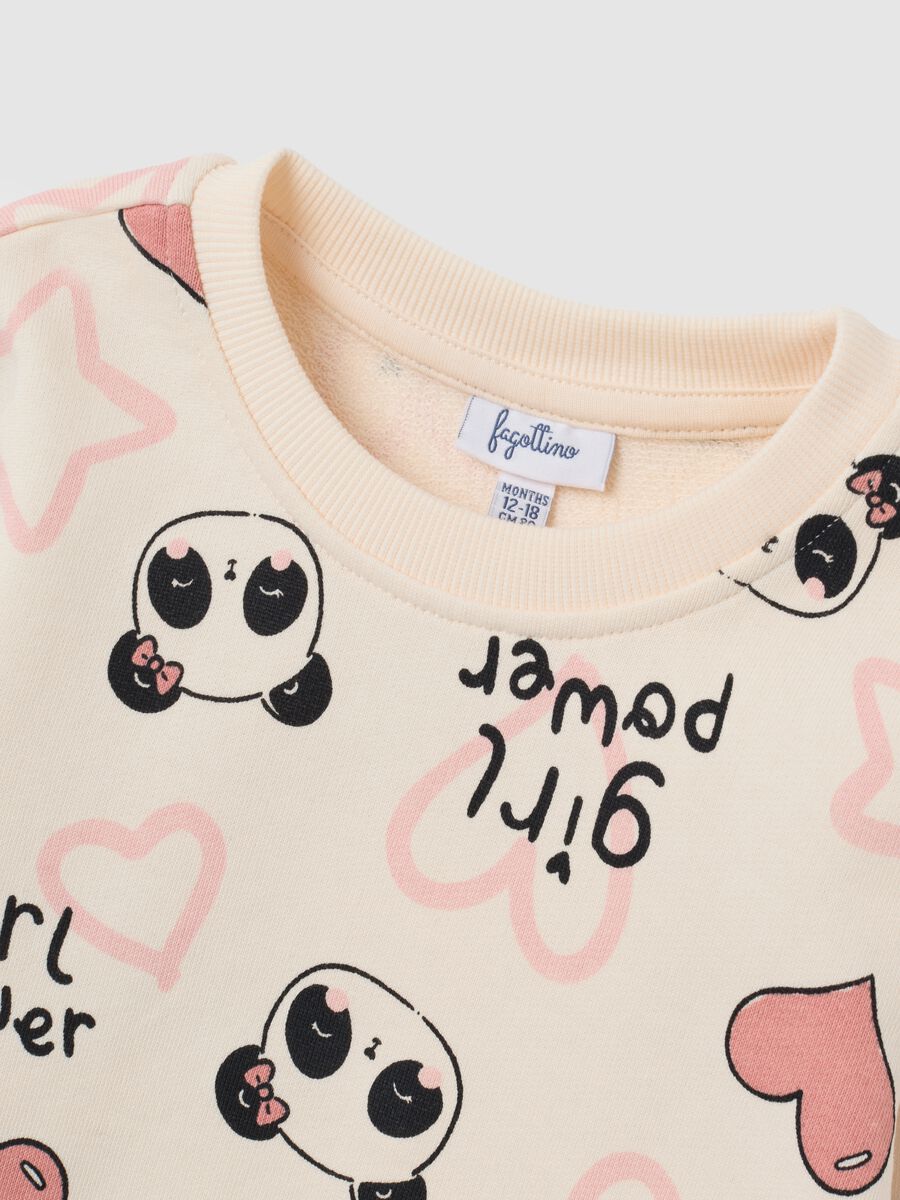 Felpa da bambina in puro cotone beige regular fit con stampa_2