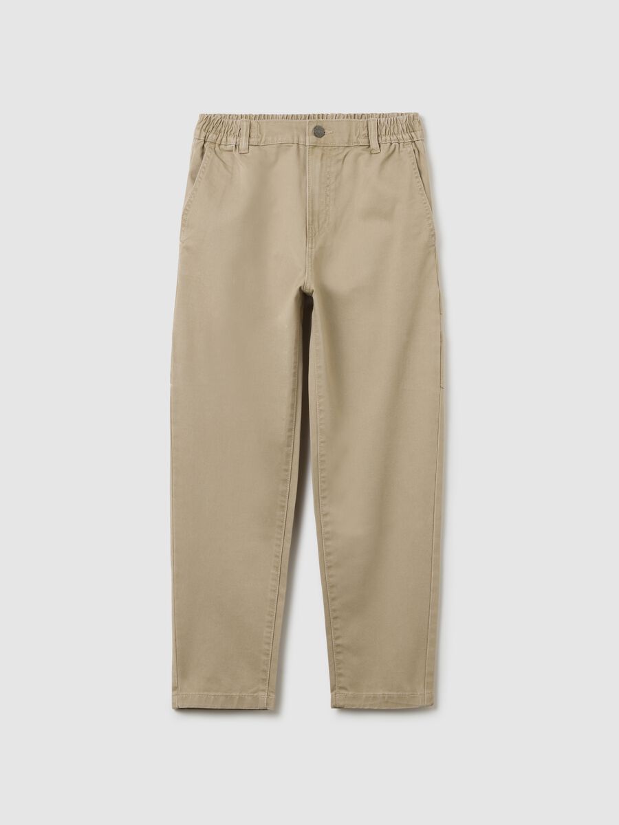 Boys' beige pure cotton trousers_0