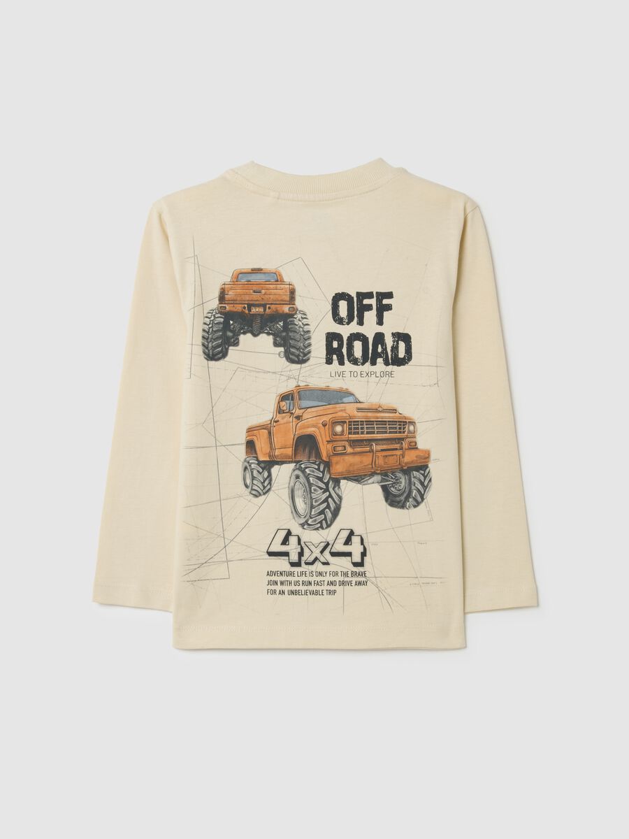 Children's beige pure cotton regular fit top with print_1