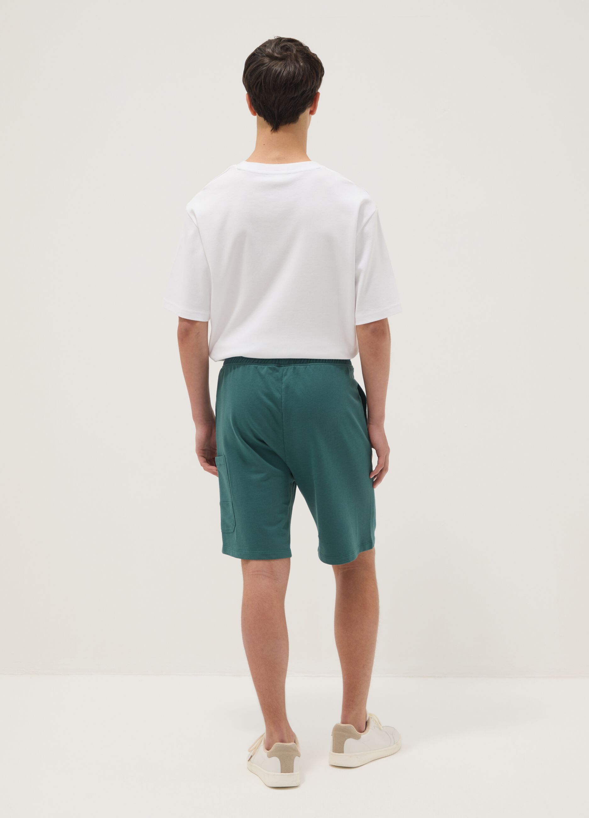 Boys oversized fit green pure cotton cargo shorts