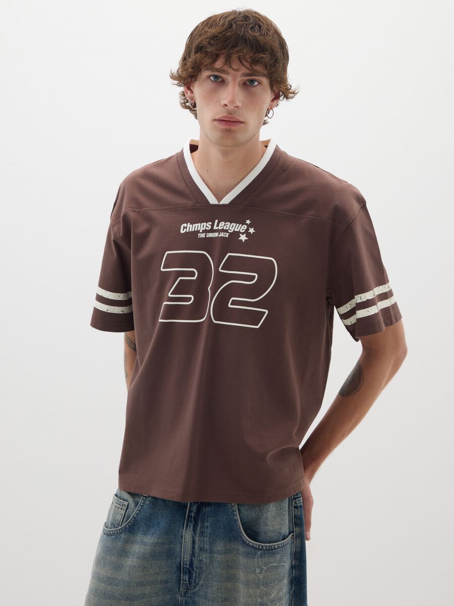 T-shirt in puro cotone marrone regular fit_0