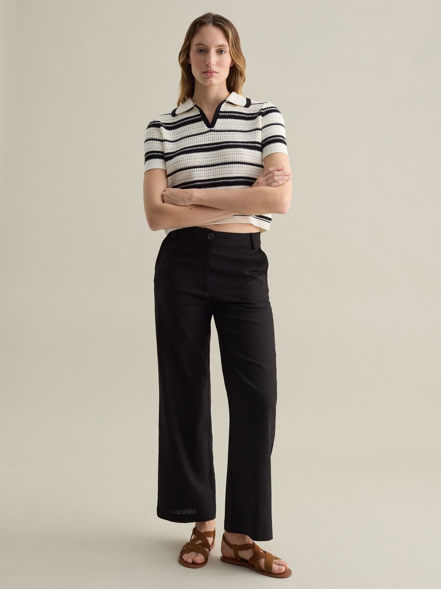 Black and white striped top in cotton_1