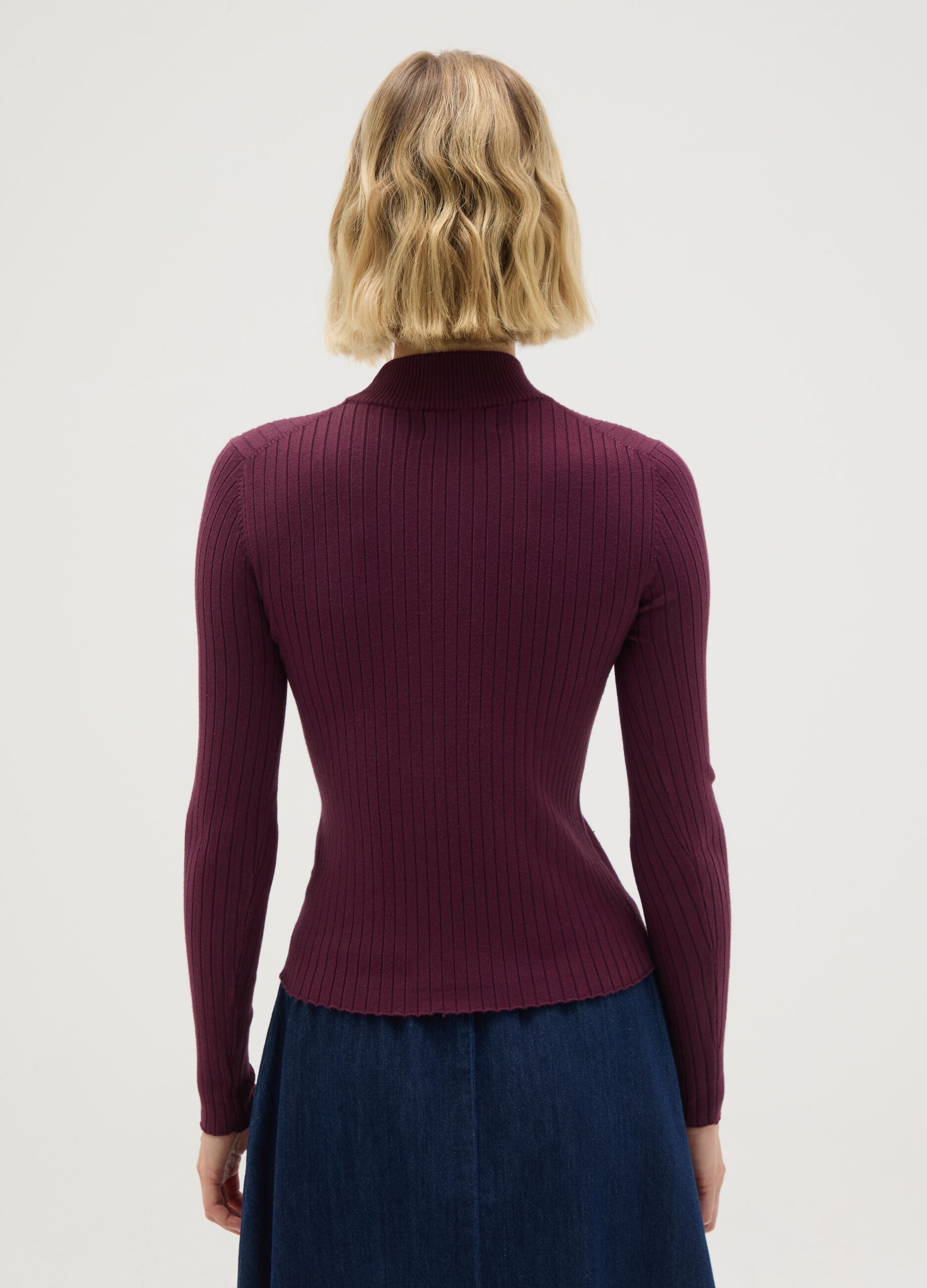Purple fitted viscose blend top