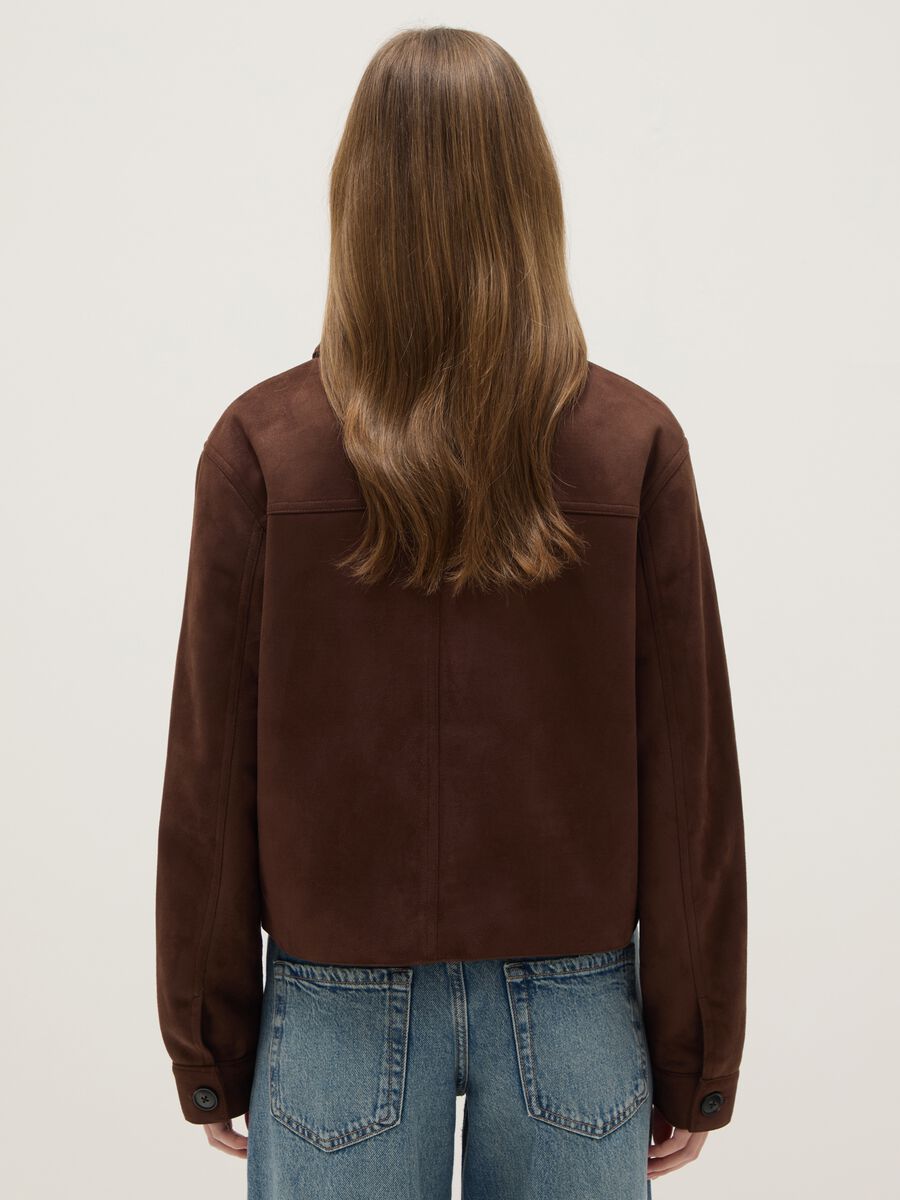 Brown regular fit jacket with buttons and pockets_2