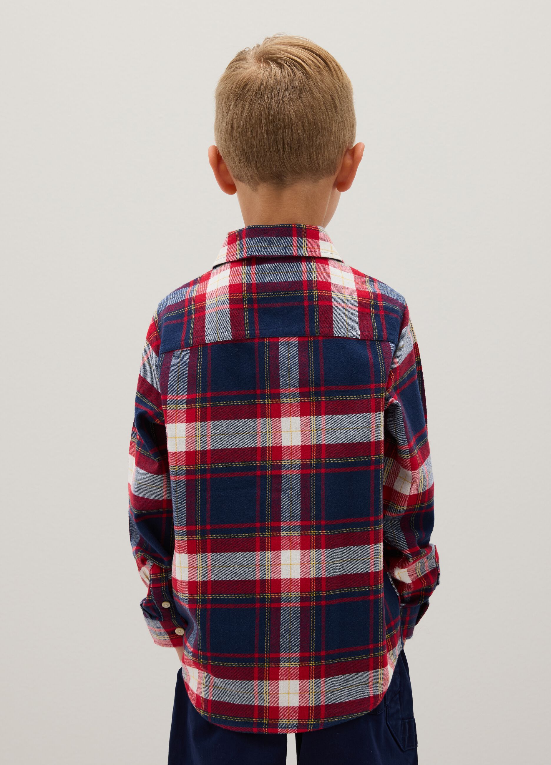 Children's pure cotton checked regular fit shirt