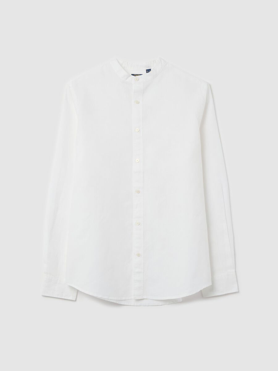 Cotton and linen shirt with Mandarin collar_4