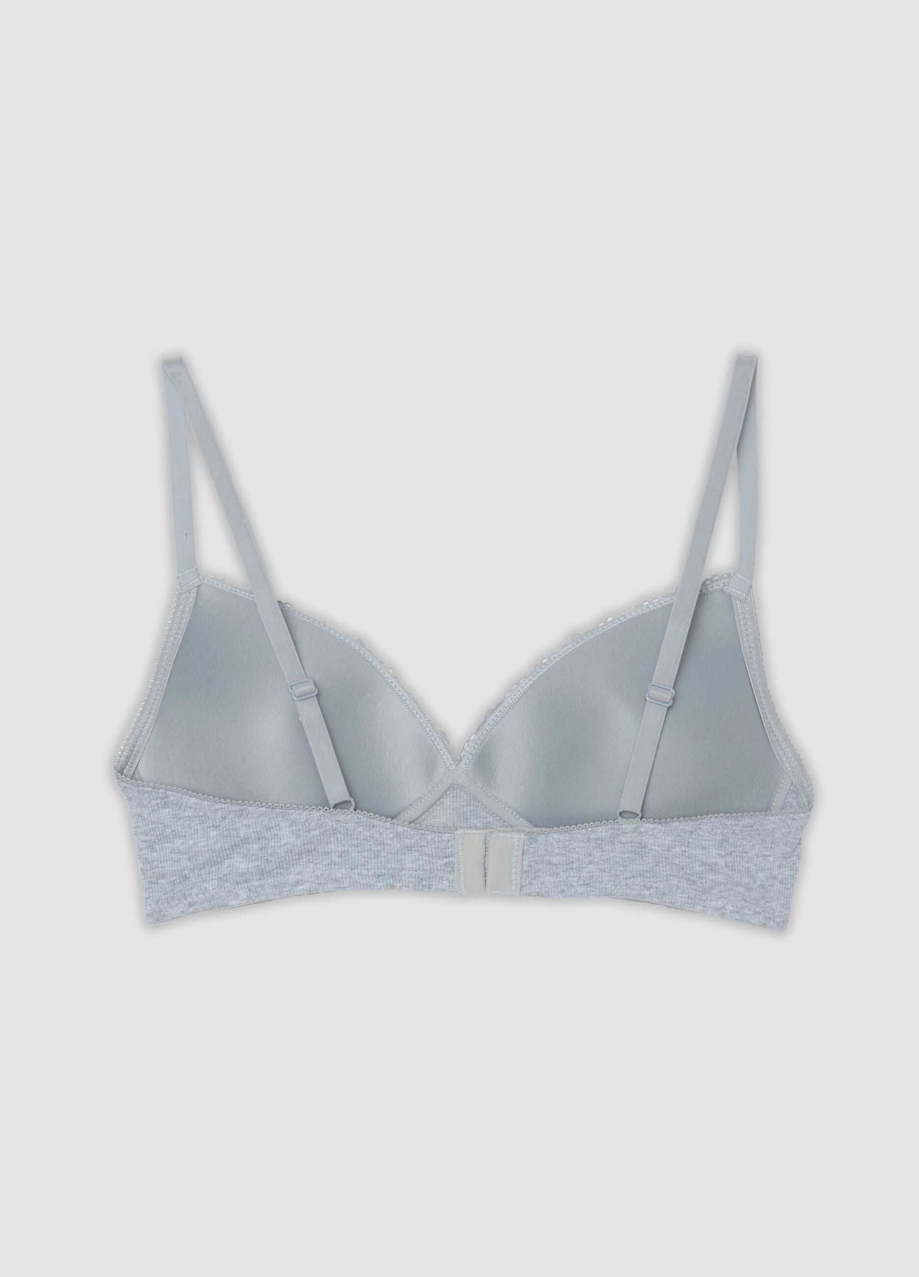 Grey padded bra in stretch organic cotton