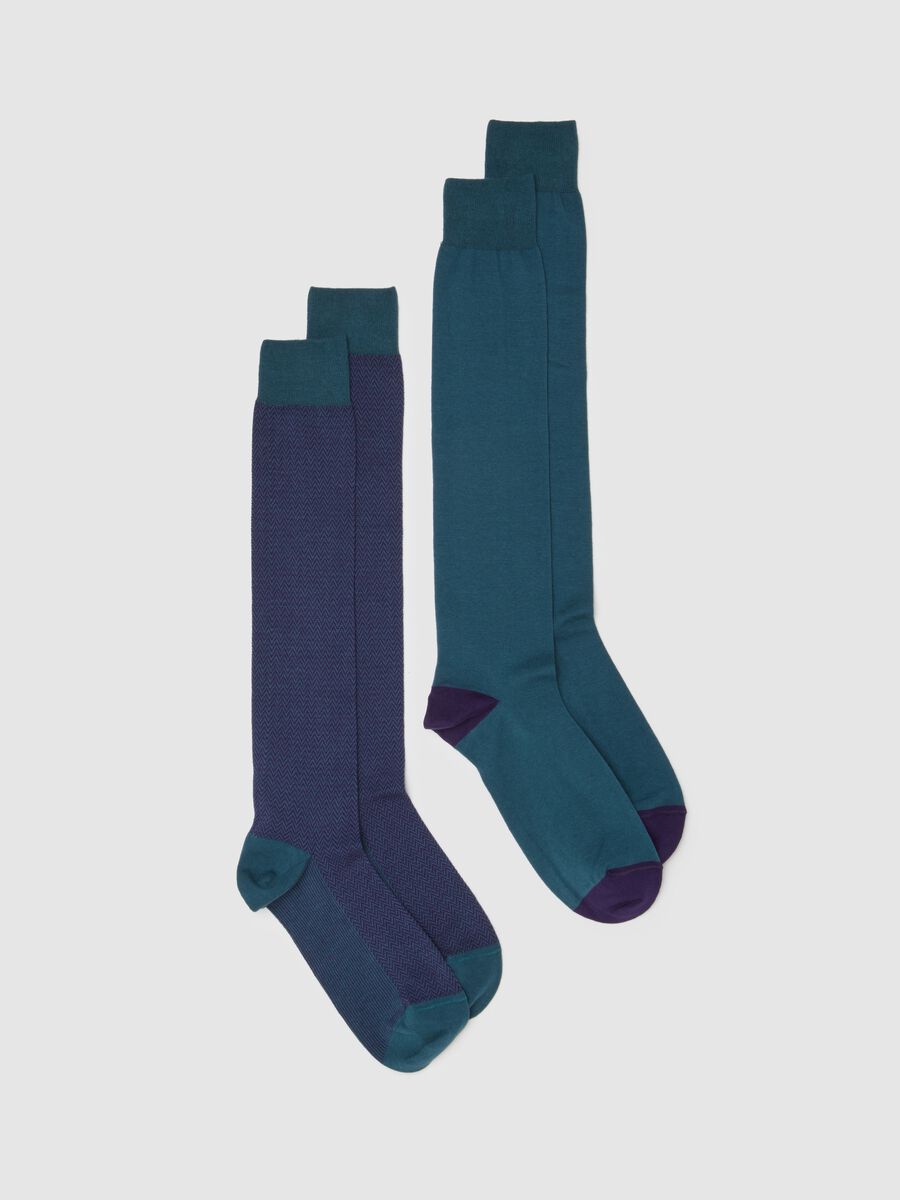 Multicoloured Cotton Long Socks Twin Pack_0