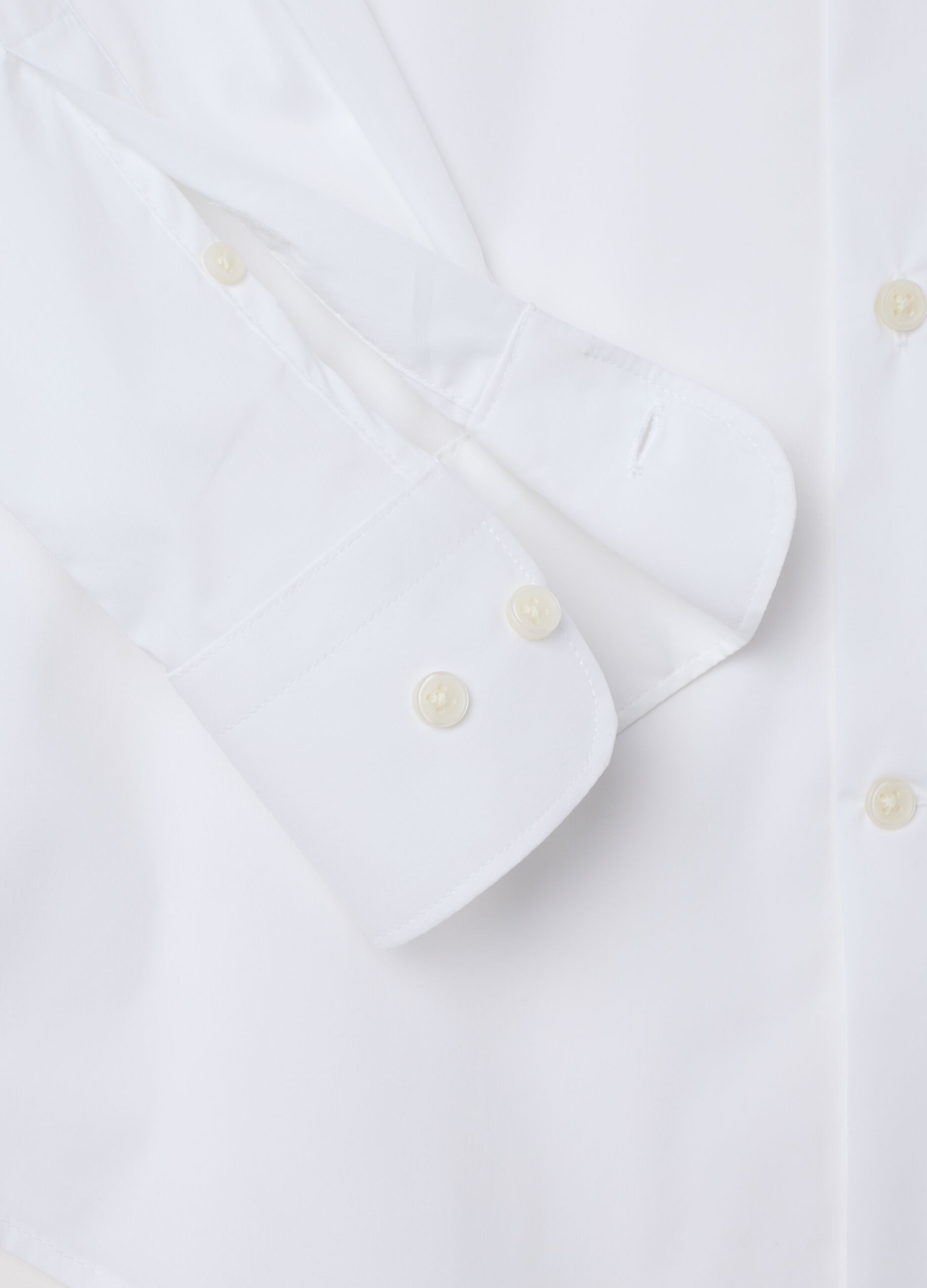 White slim fit cotton blend shirt