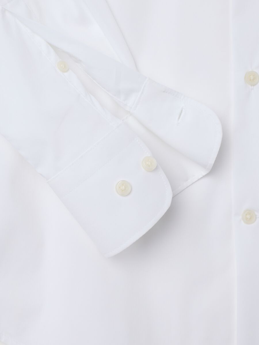 White slim fit cotton blend shirt_1