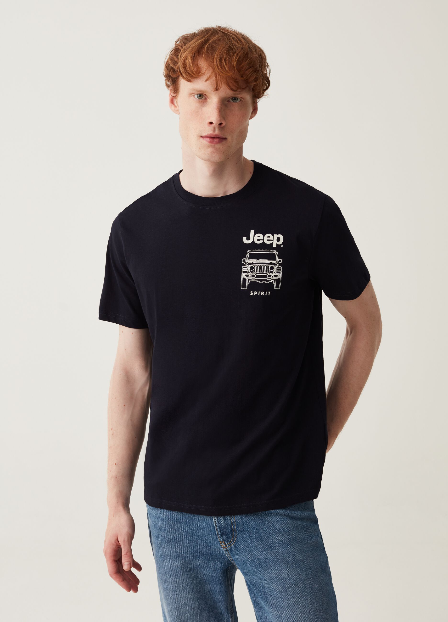 T shirt in cotone con stampa Jeep Nero JEEP da Uomo OVS