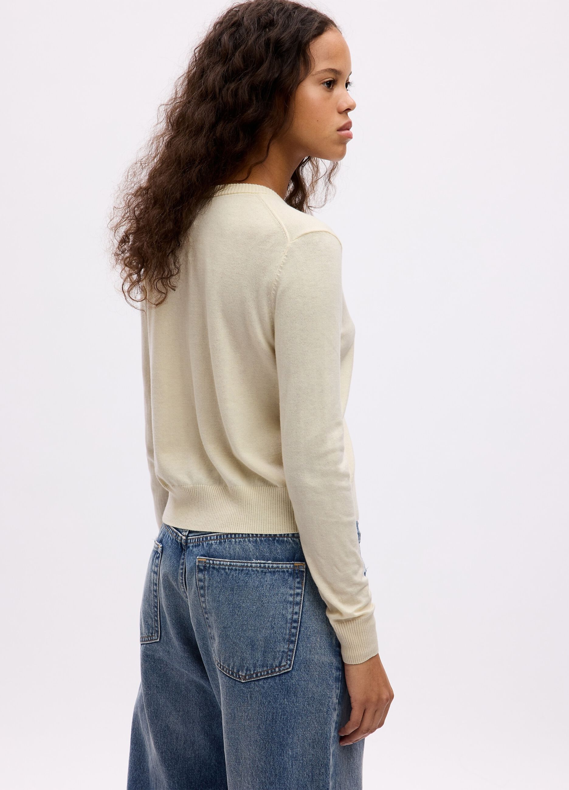 Cardigan with round neckline