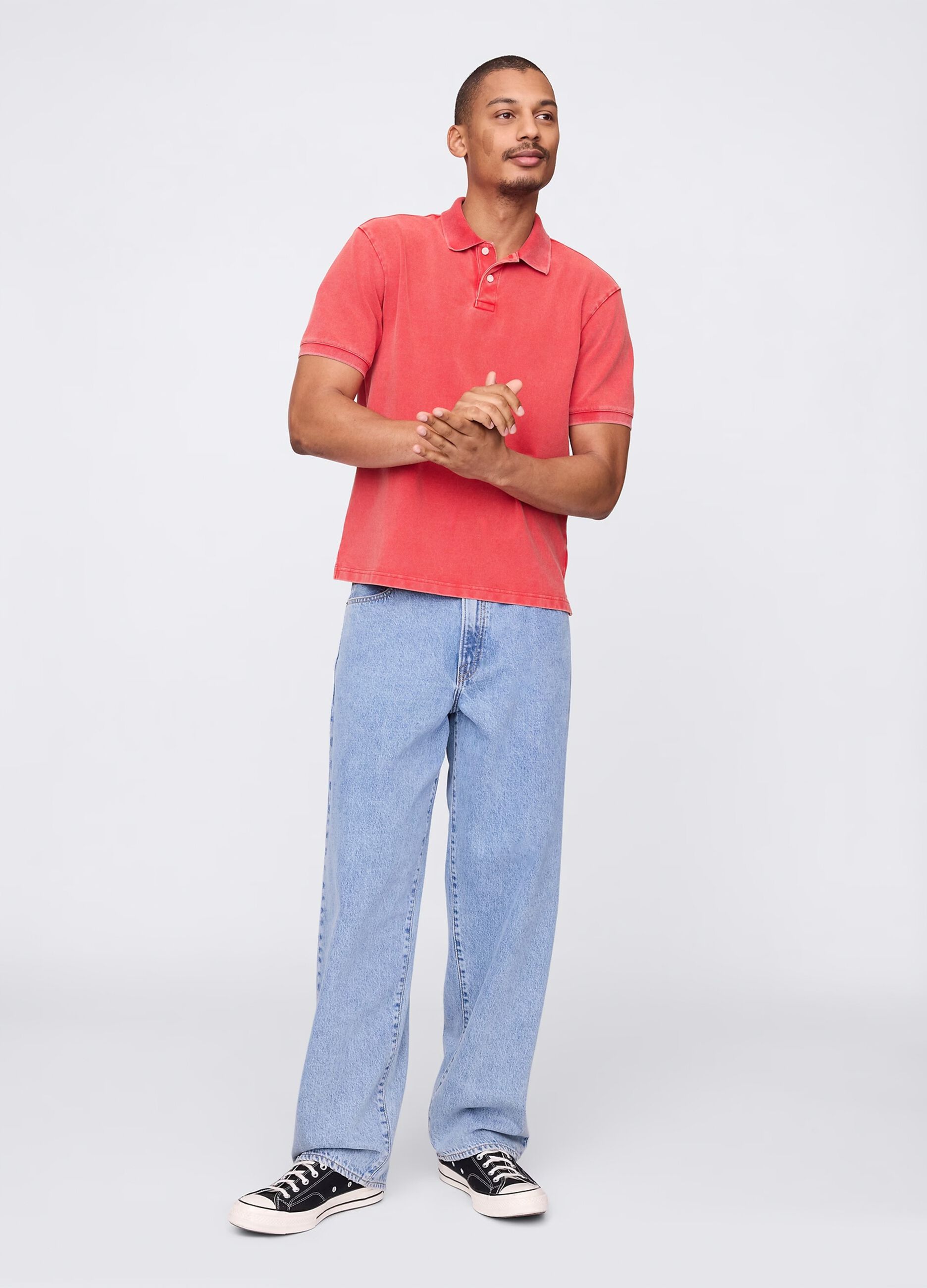 Polo shirt with short sleeves in cotton