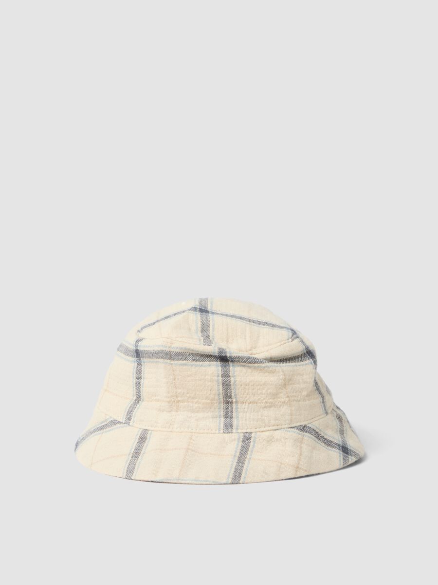 Cappello in puro cotone a quadri multicolor da neonato_0