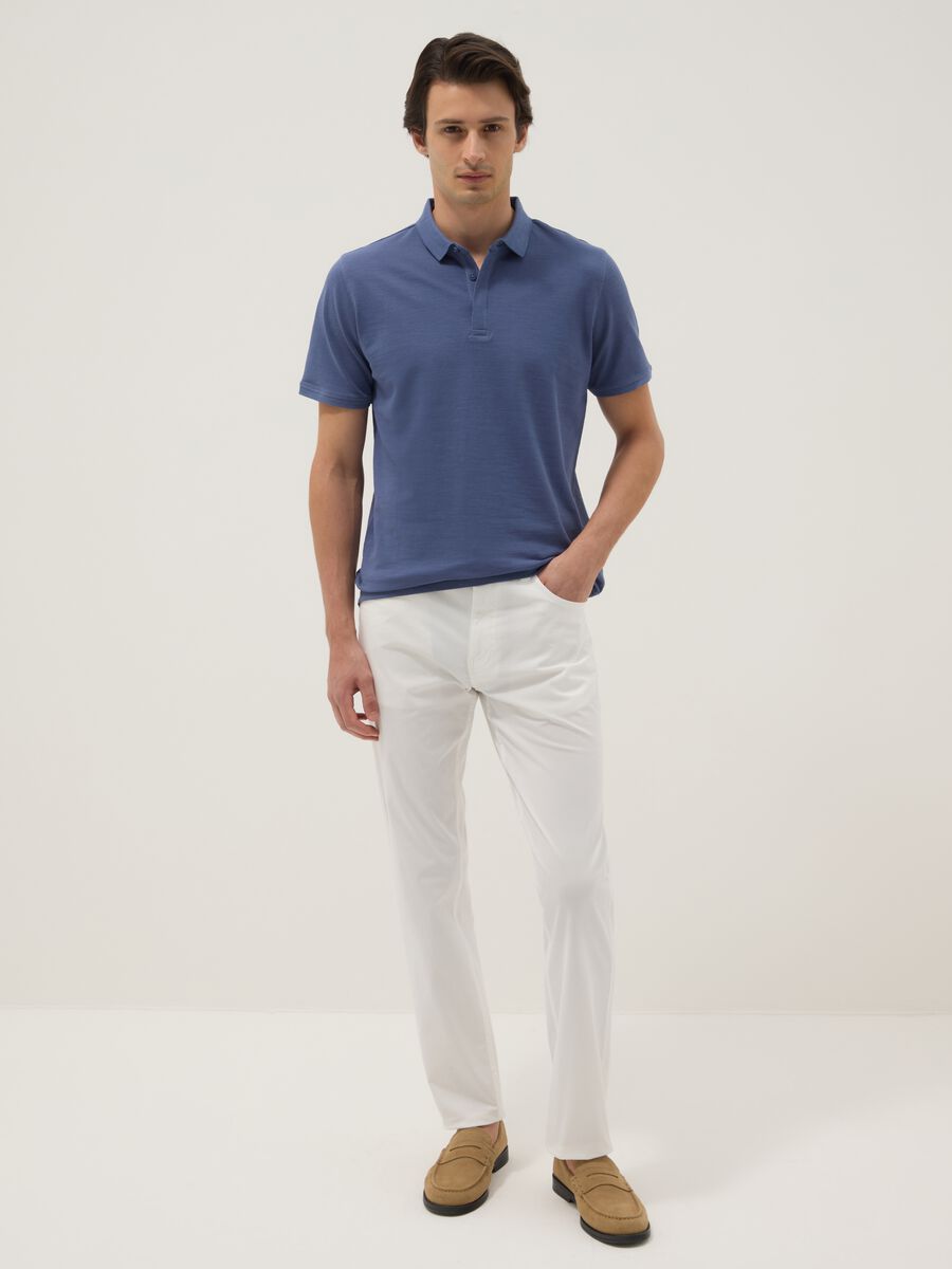 Pantaloni bianchi in cotone elasticizzato slim fit_0