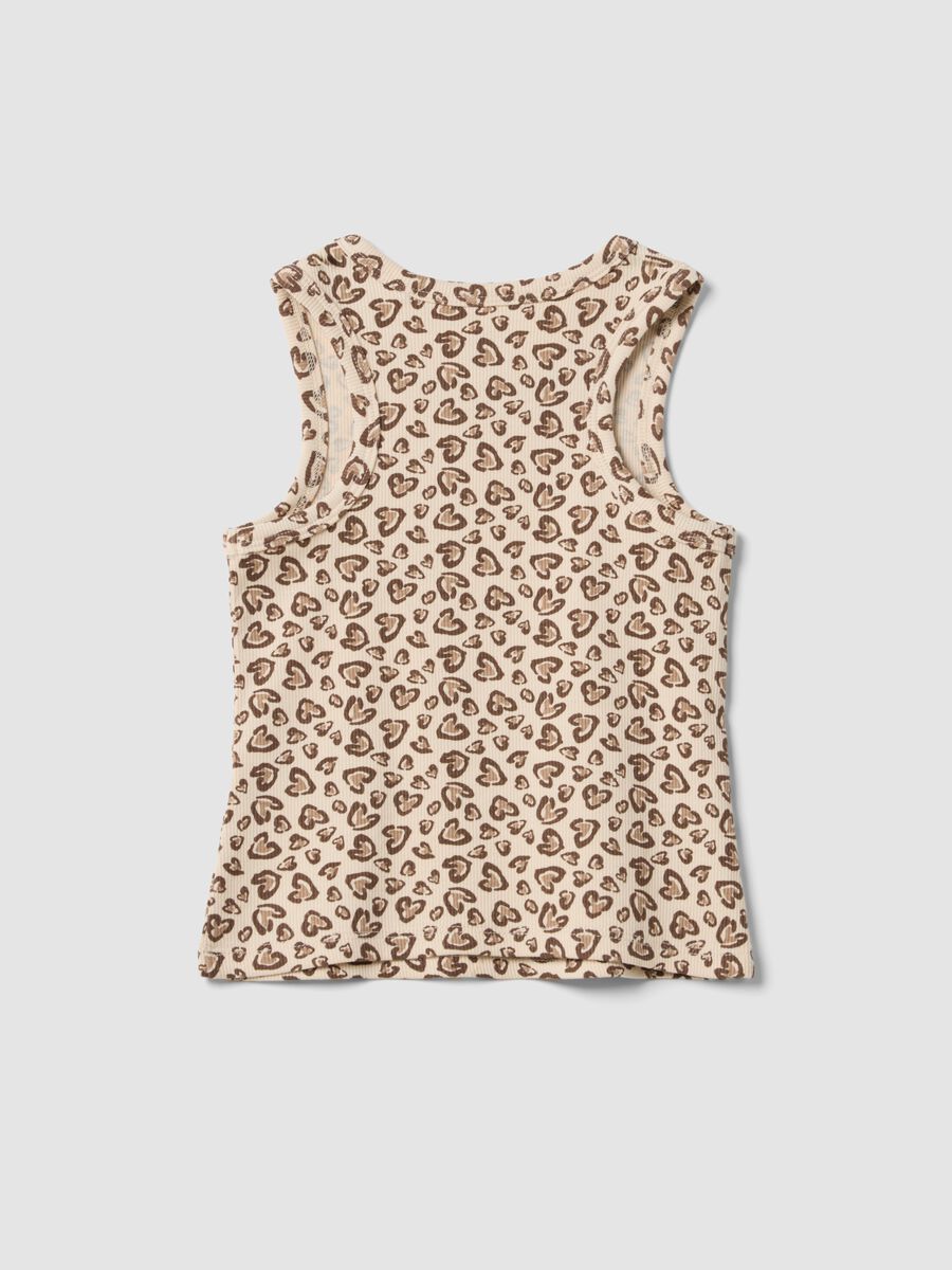 Tank top beige in cotone elasticizzato a costine regular fit_1