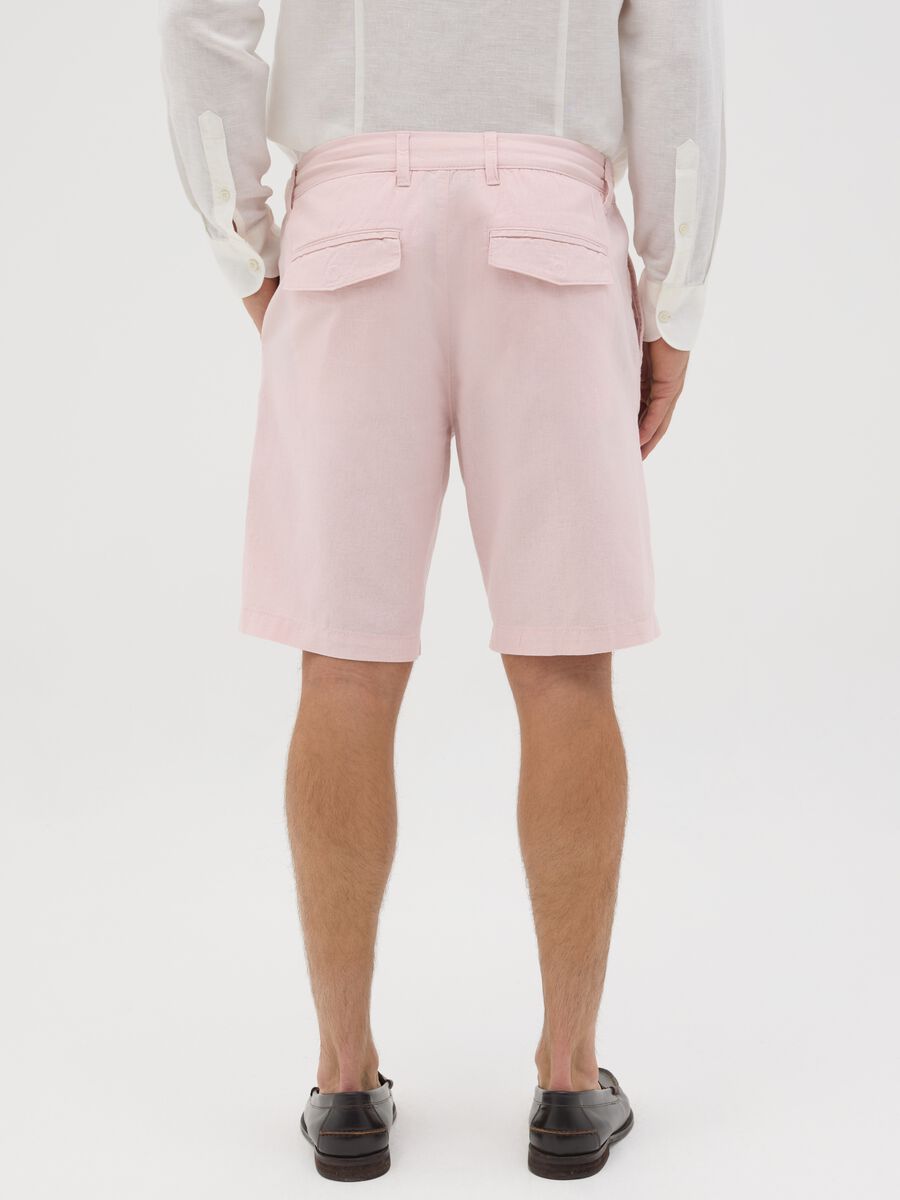 Men’s pink cotton and linen regular-fit shorts_2