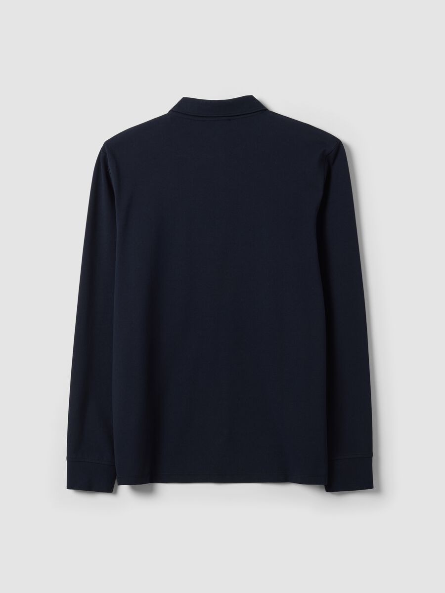 Blue stretch cotton-blend piqu&eacute; polo shirt, Easy Dry, regular fit_2