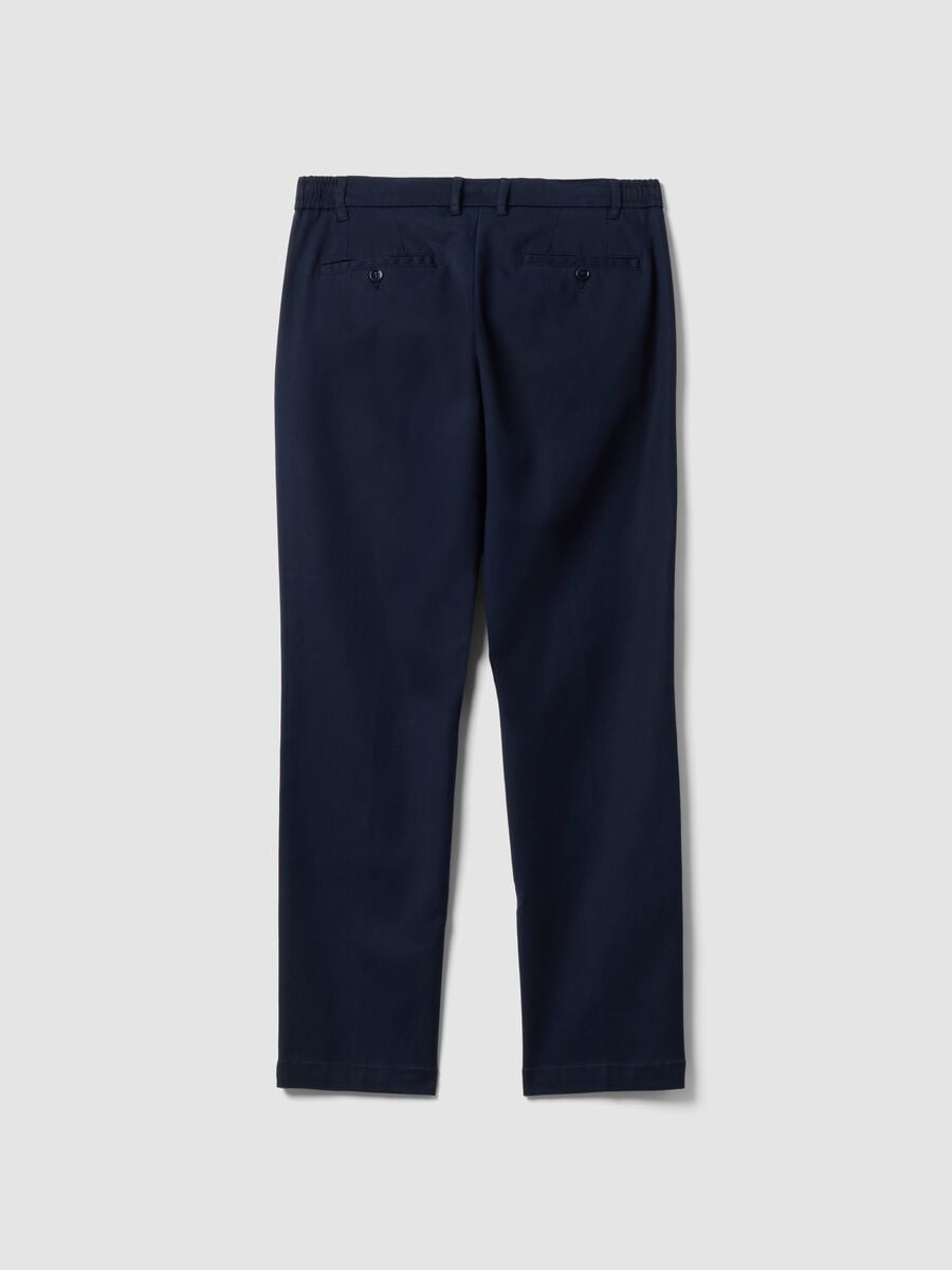 Pantaloni chino blu in lyocell e cotone elasticizzato slim fit_6