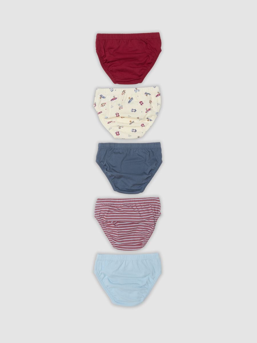 Multipack di cinque slip multicolor in puro cotone organico per neonato e bimbo_1