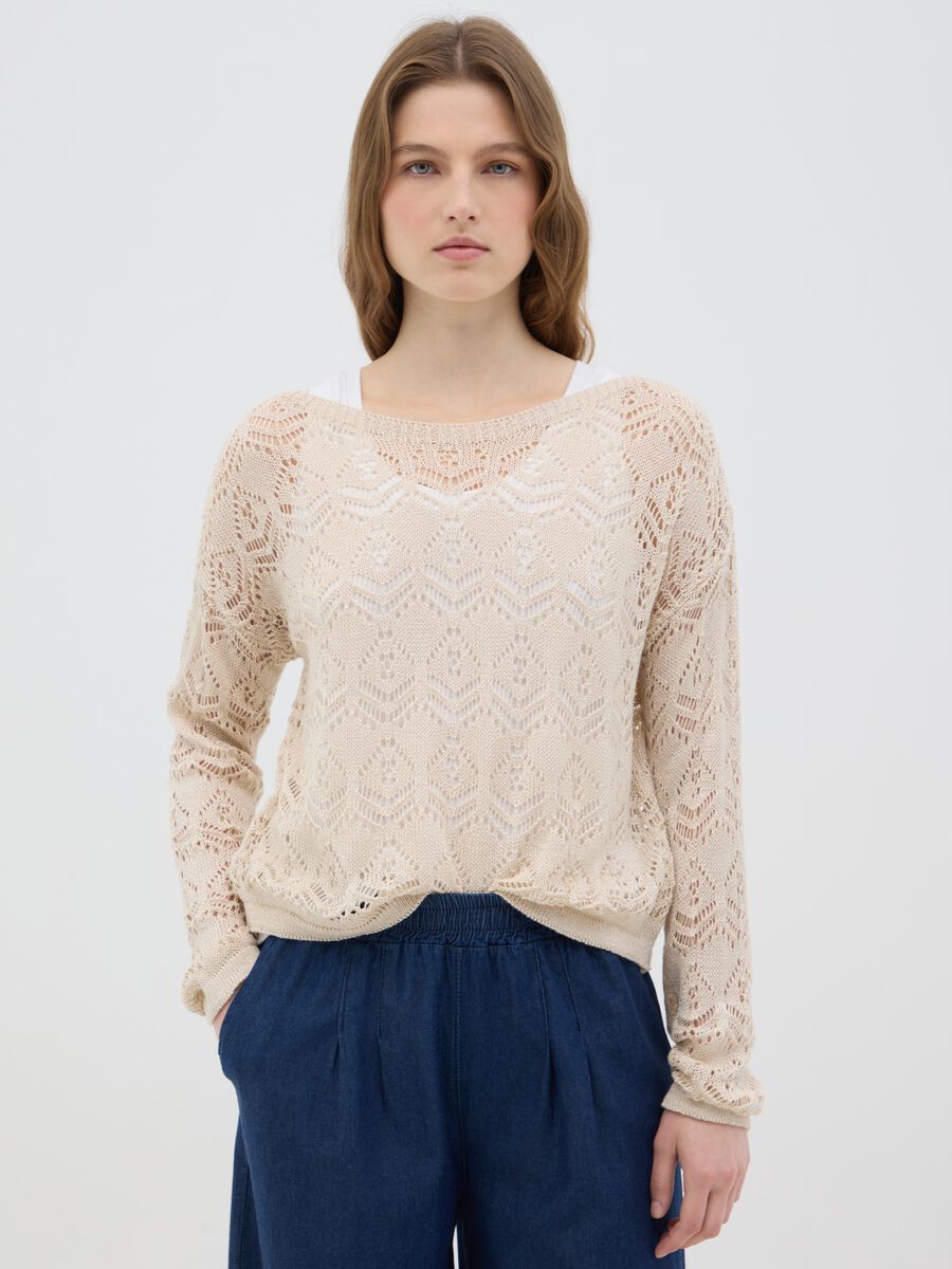 Women's beige regular fit jumper_0