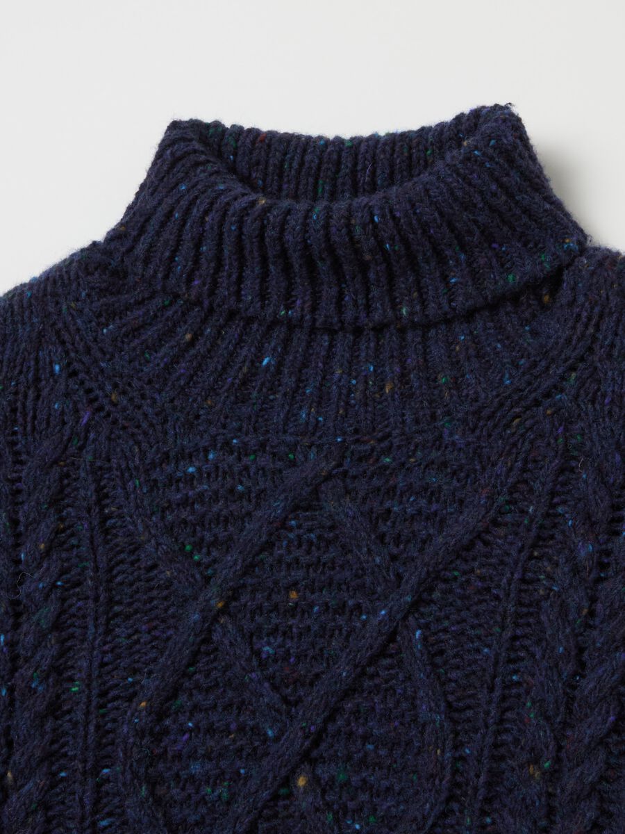 Cable-knit mélange pullover with high neck_5