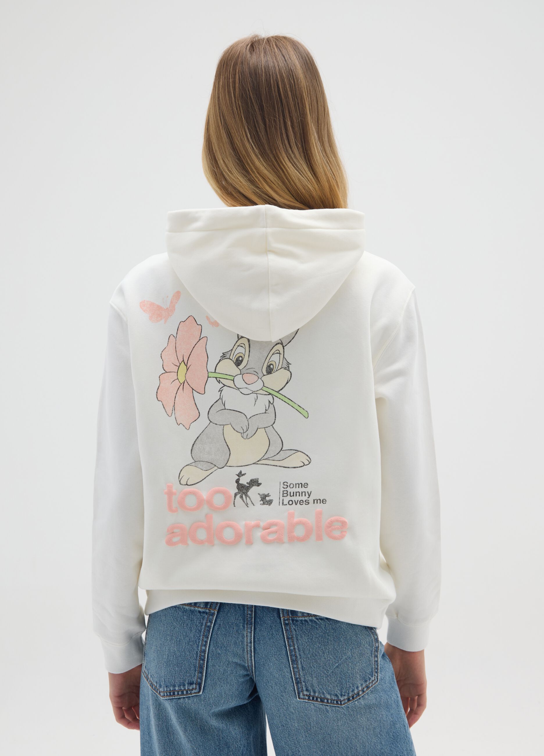 White cotton blend regular fit sweatshirt with print