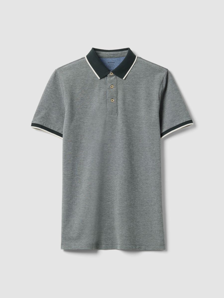 Polo grigia in puro cotone con collo classico_4