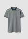 Grey pure cotton polo shirt with classic collar_4