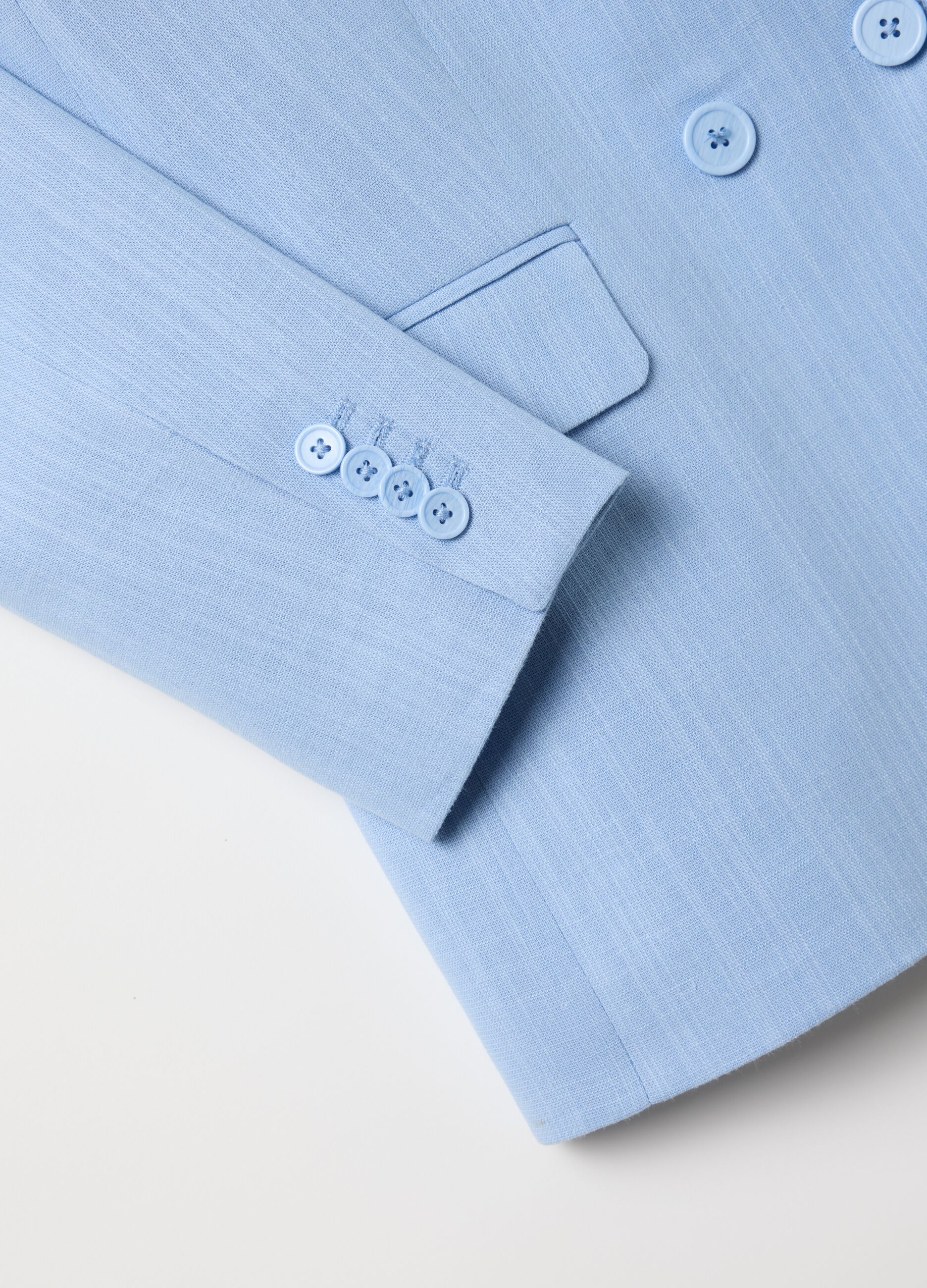 Women’s light blue regular-fit blazer in cotton blend with buttons