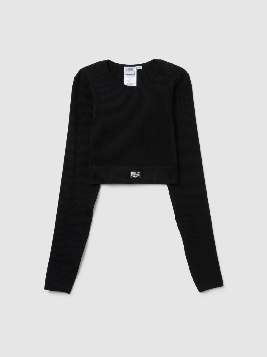 Maglia nera a maniche lunghe elasticizzata_4