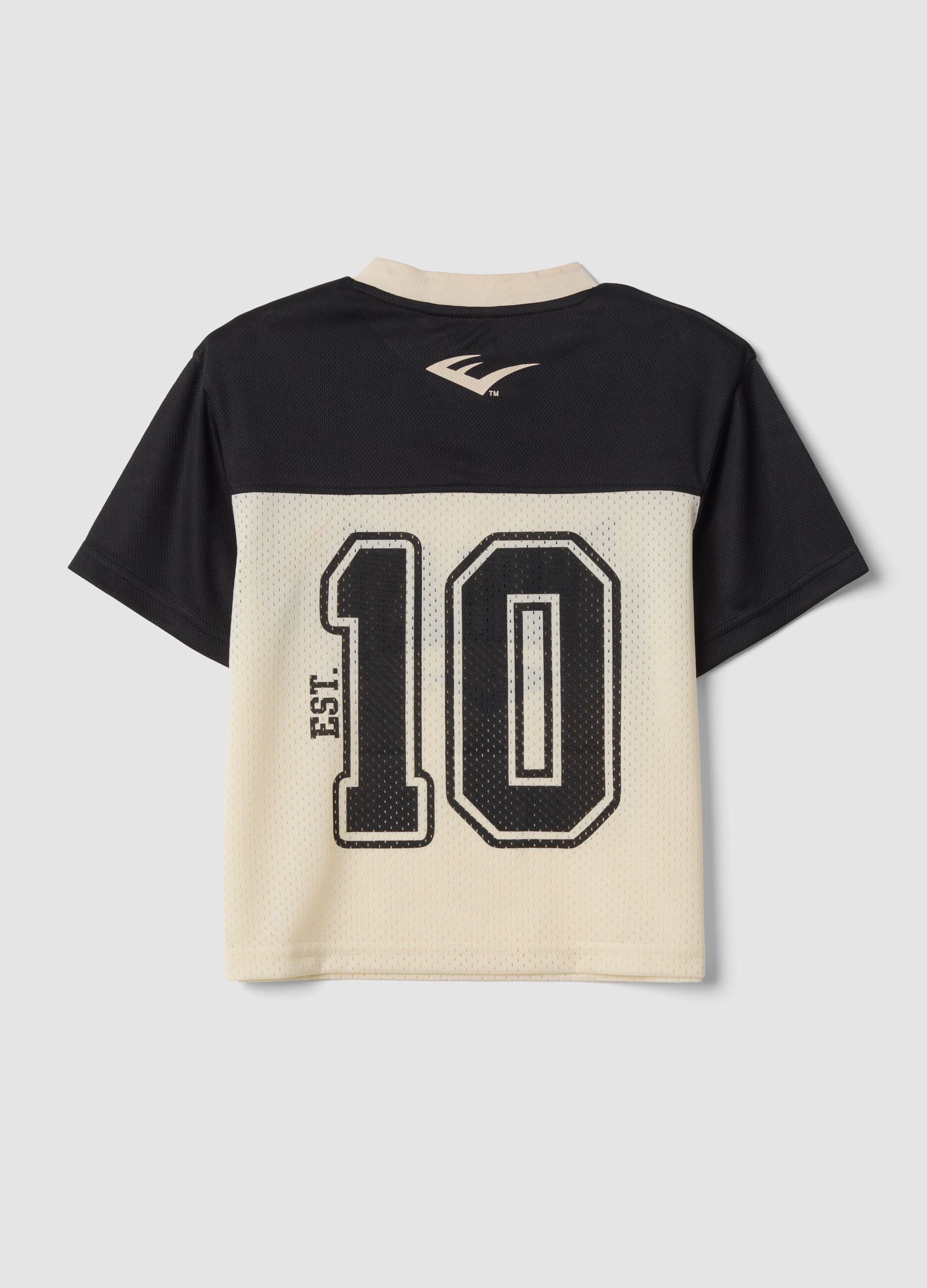 Beige kids&rsquo; short-sleeve V-neck oversized T-shirt