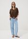 Maglia marrone in misto modal con scollo a V_1