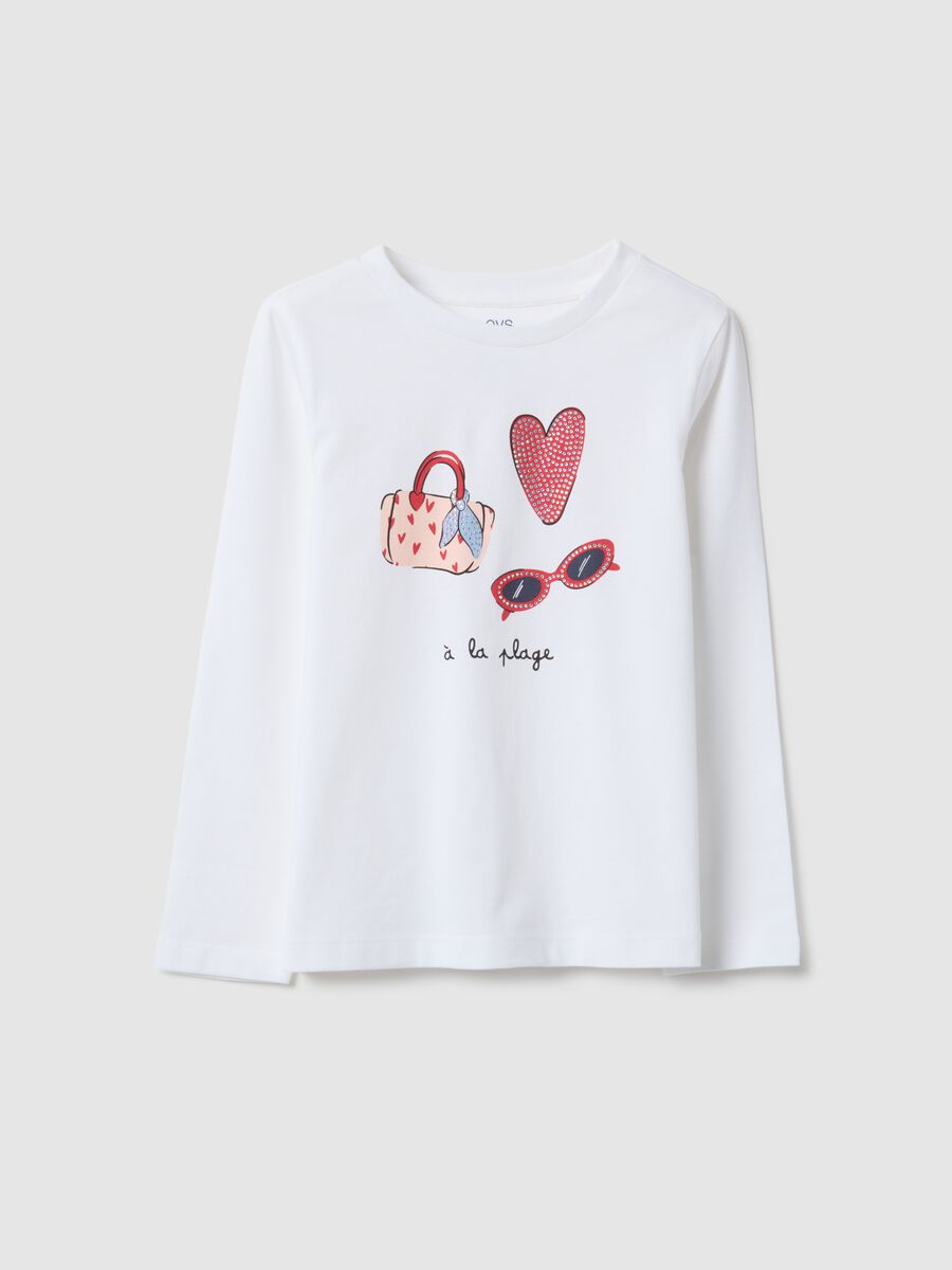 White pure cotton t-shirt for girls, regular fit_0