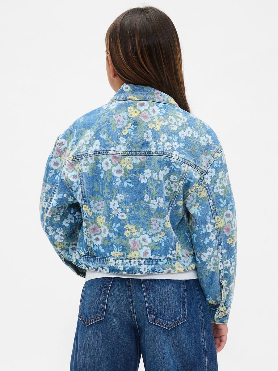 Giacca denim multicolor con fiori_1