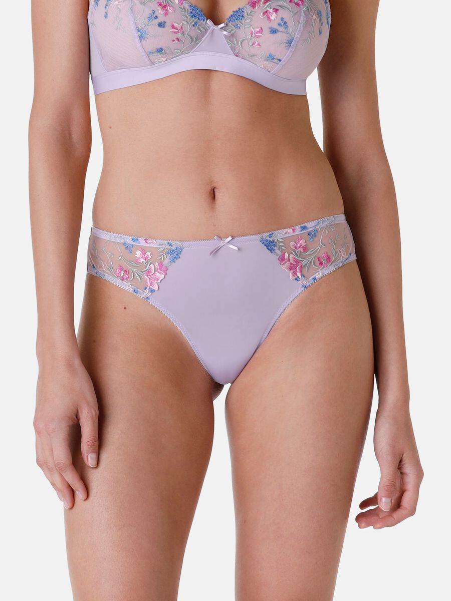 Embroidered lace Brazilian-cut briefs with floral embroidery_1