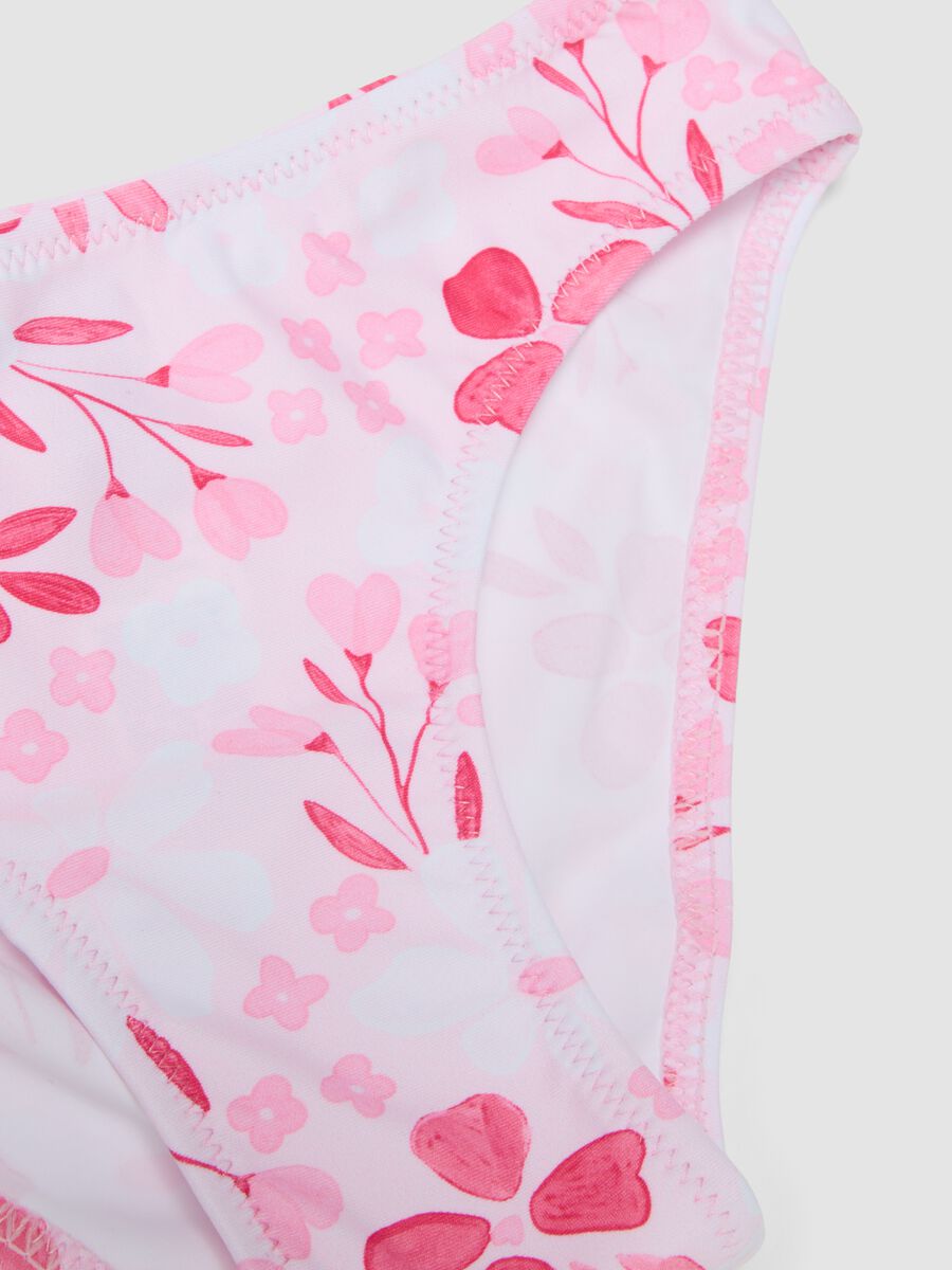 Bikini rosa in tessuto elasticizzato con stampa floreale_3