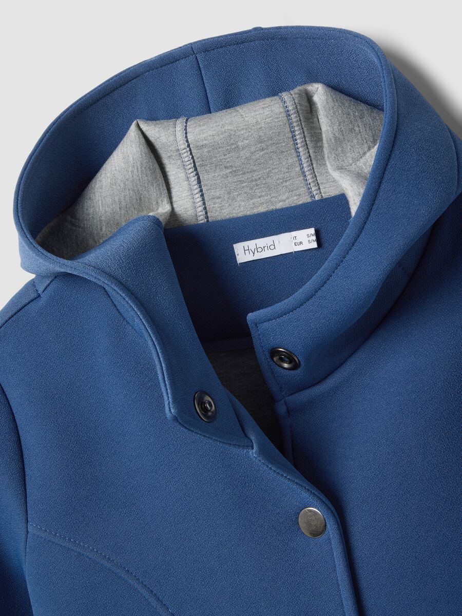 Giacca blu regular fit con cappuccio e bottoni_5