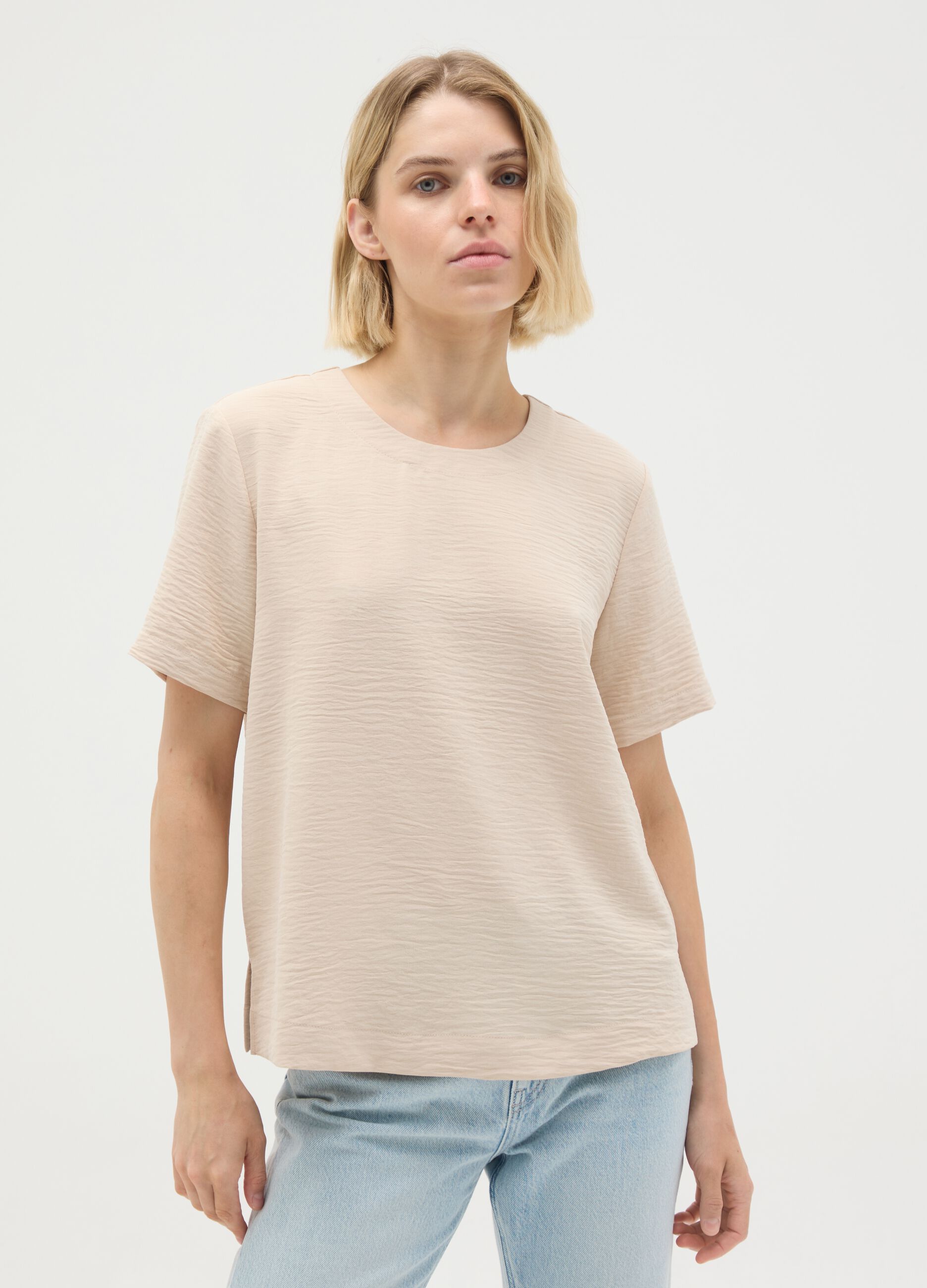 Women's beige regular fit t-shirt